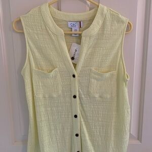 NWT C&C California Lemon 🍋 Sleeveless Button-Down Shirt